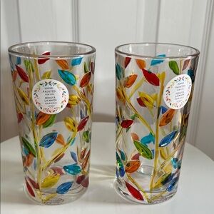 Italian Crystal Tall Drinking Glasses, SET OF 2